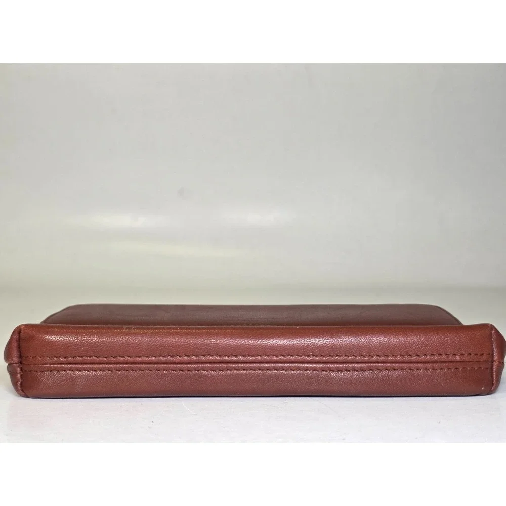 Amanda Smith Wallet Brown Leather With Zip Pocket Small Evening Clutch‎